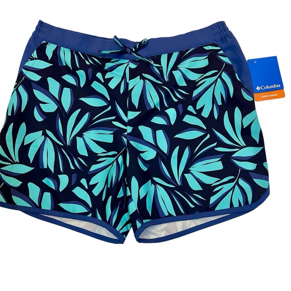 Columbia Leaf Print Swim Shorts Big Girls or Ladies - Picture 1 of 11